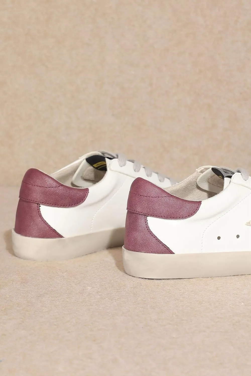 Mi.iM Sadie Rubber Sole Lace-up Leather Star Sneakers