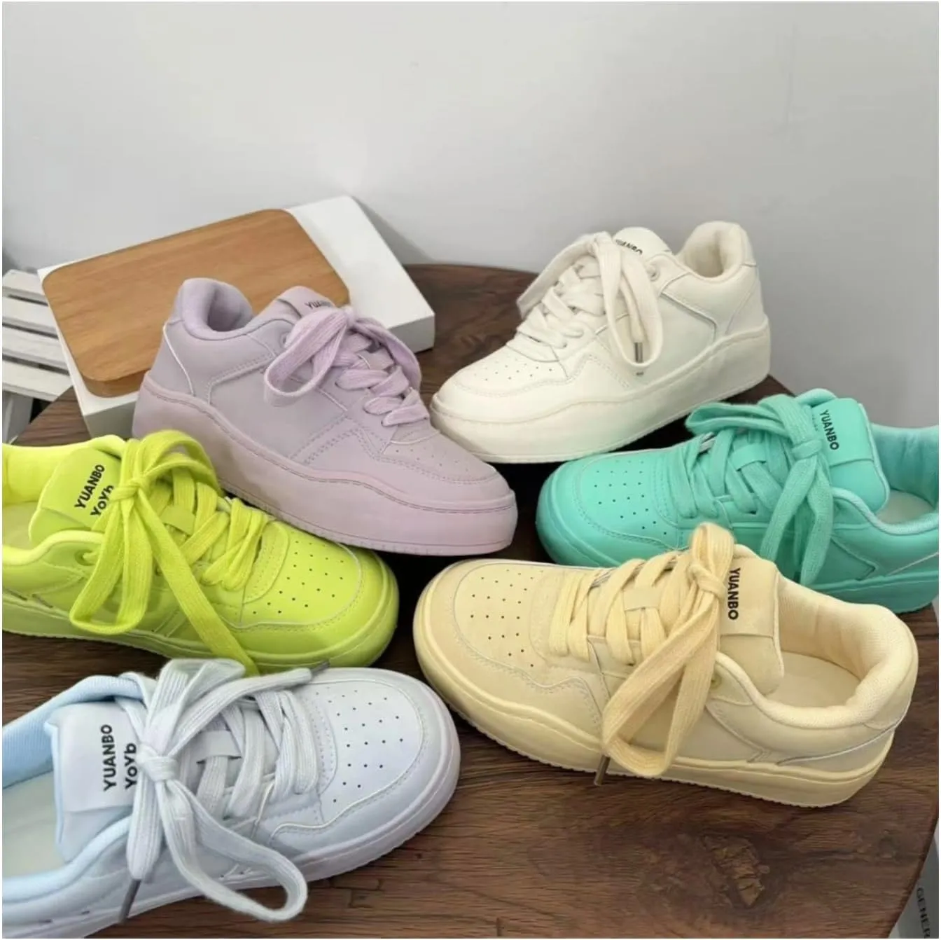 Milk-Soft Thick Sole Chunky Sneakers for Women Retro Candy-Colored Fashion Walking Platform Shoes Casual Sporty Style
