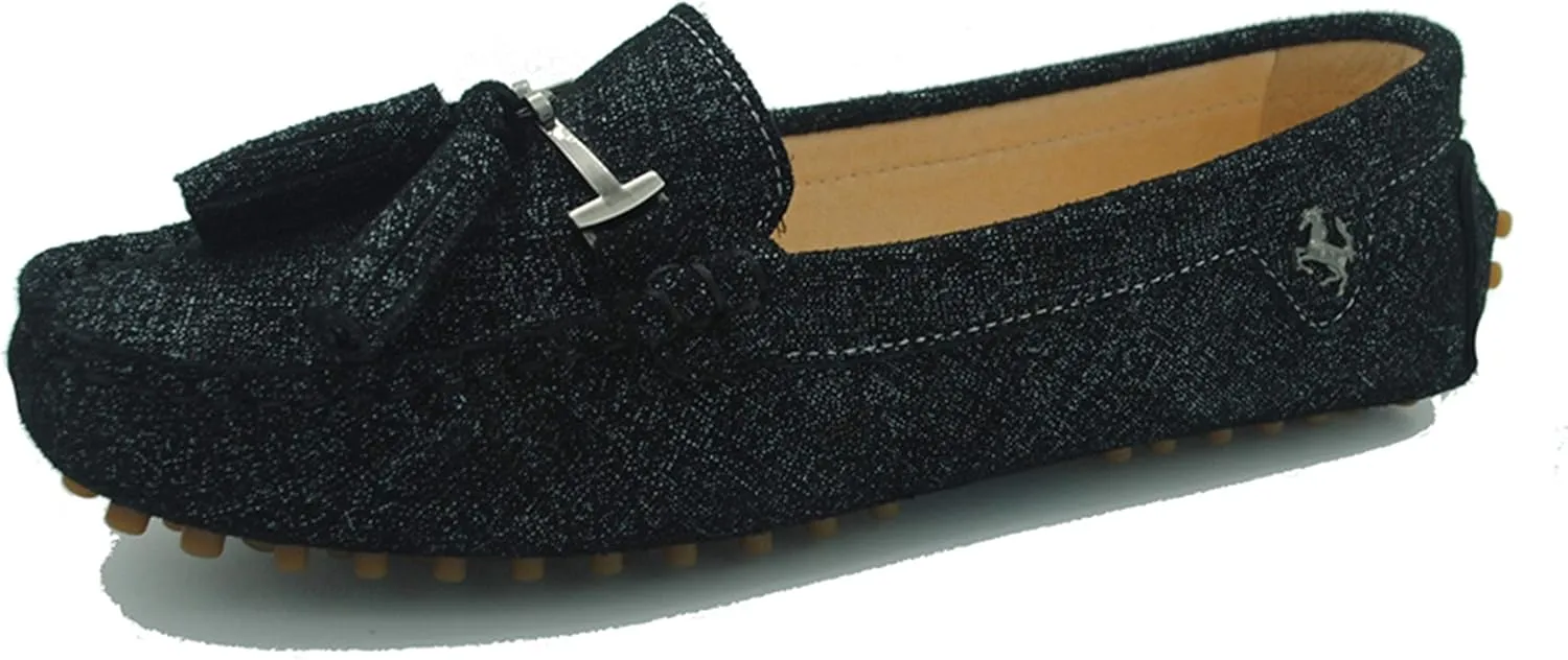 Minishion Summer Loafers for Women Tassel Driving Shoes YB96019