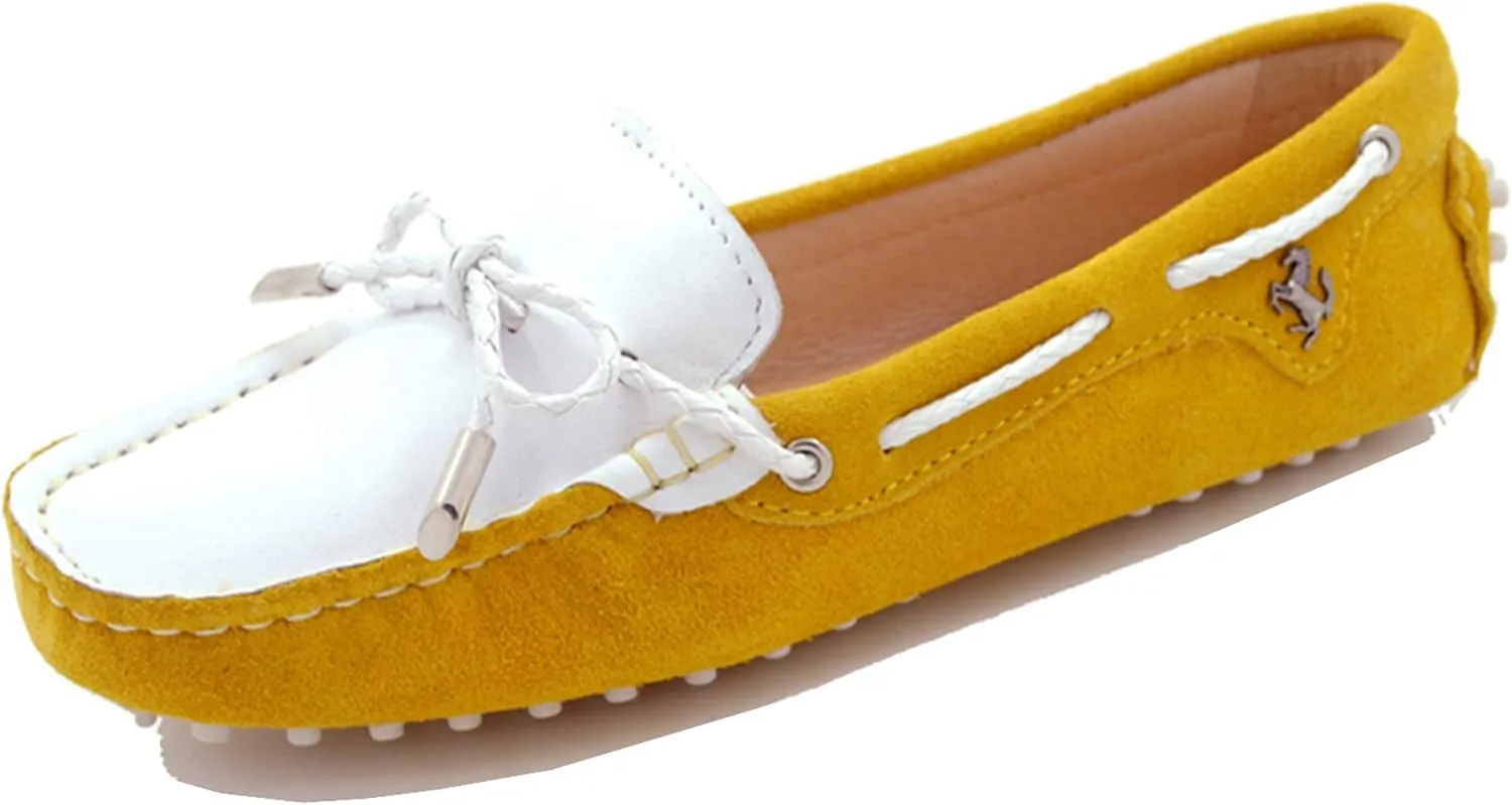 Minishion Womens Boat Shoes Two-Tone Casual Loafers YB9606
