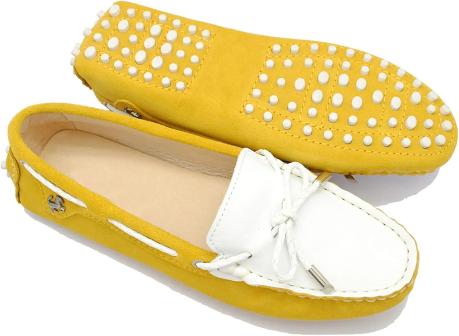 Minishion Womens Boat Shoes Two-Tone Casual Loafers YB9606