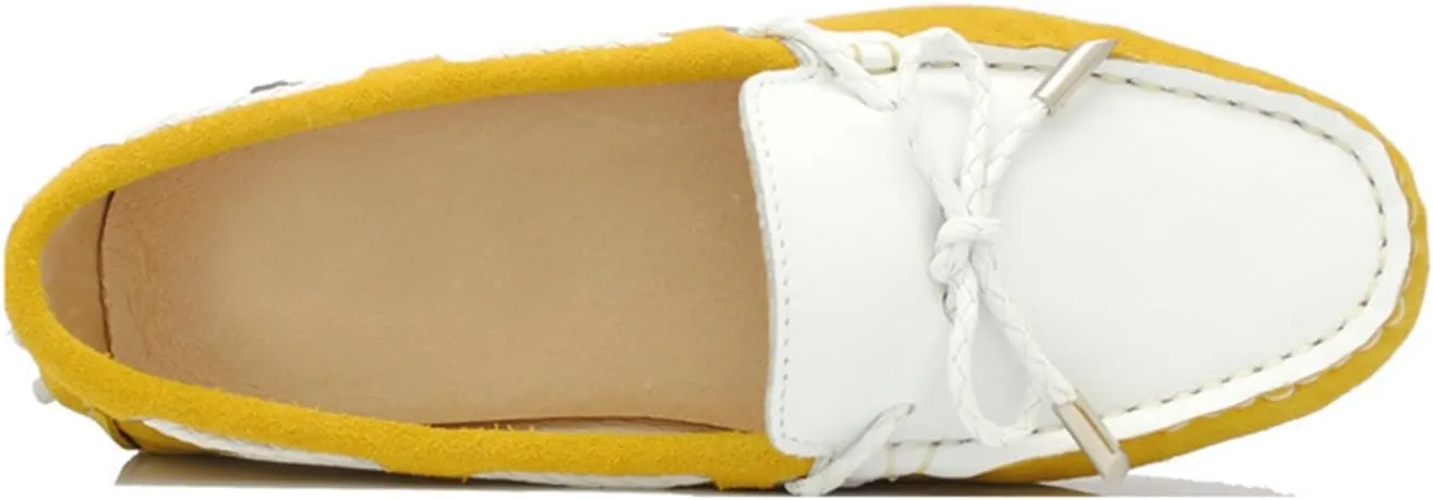 Minishion Womens Boat Shoes Two-Tone Casual Loafers YB9606