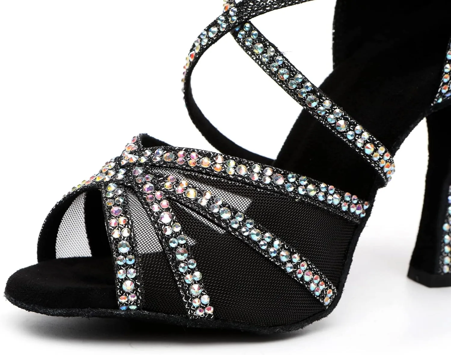 Minishion Womens Rhinestones Dancing Sandals Elegant Mesh Wedding Prom Shoes