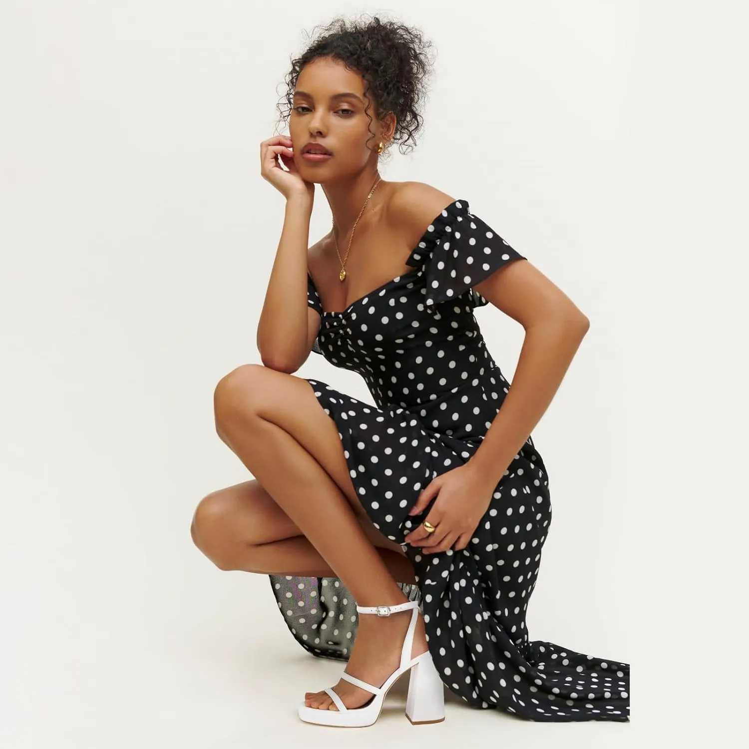 MIRAAZZURRA Platform Strappy Heel Sandals Square Open Toe Two Strap Chunky High Heeled Sandals with Buckle Ankle Strap for Women Party Wedding Dress