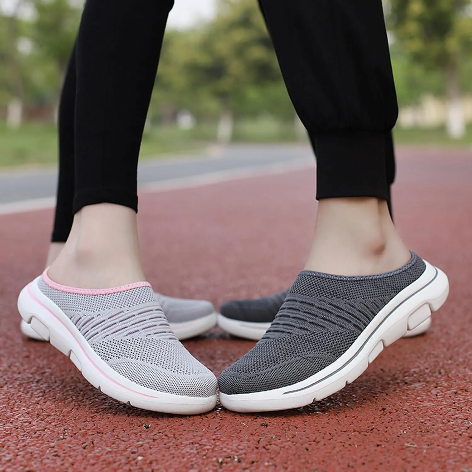 Mmoneyake Slip On Mules & Clogs for Womens Mens Lightweight Open Back Shoes Comfort Walking Shoes Breathable Slippers Slides Arch Support Closed Toe Sandals Backless Low Wedge Slip On Shoes