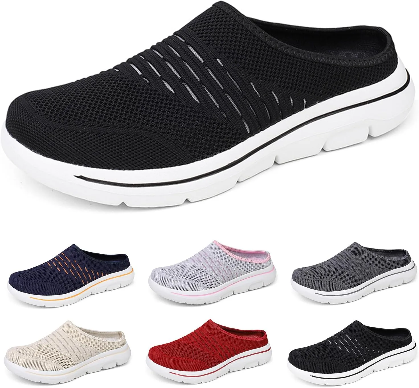 Mmoneyake Slip On Mules & Clogs for Womens Mens Lightweight Open Back Shoes Comfort Walking Shoes Breathable Slippers Slides Arch Support Closed Toe Sandals Backless Low Wedge Slip On Shoes