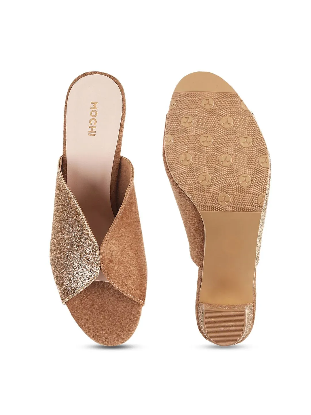 Mochi Gold-Toned Block Mules
