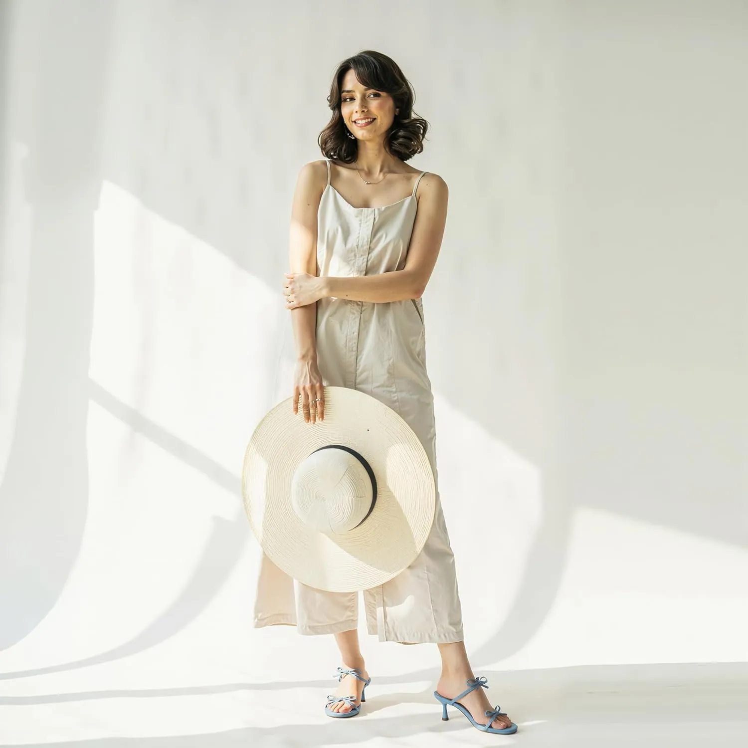 Modatope Two Strap Bow Tie Kitten Heel Sandals for Women Rounded Open Toe Heeled Sandals Women