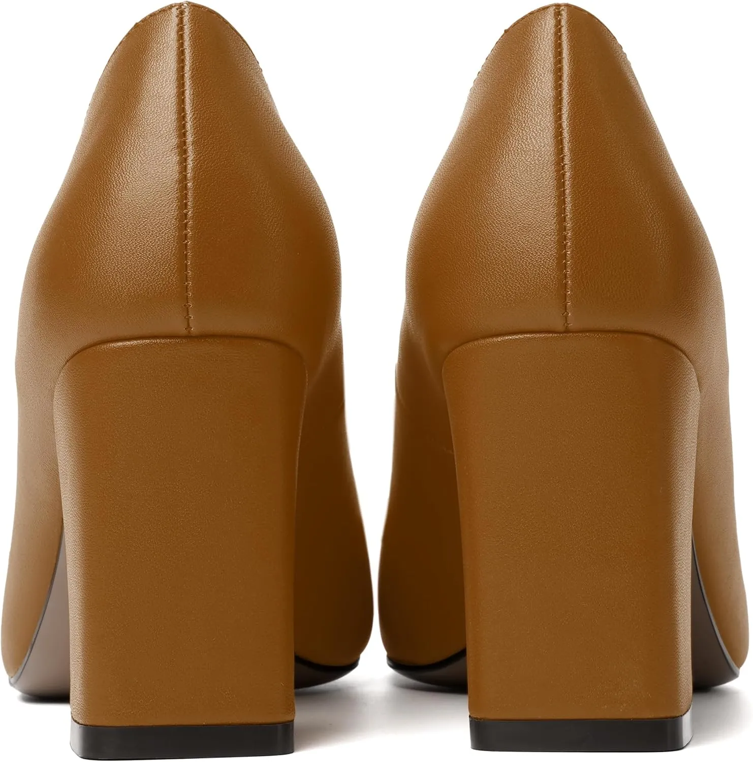 MODENCOCO Womens Sexy Formal Matte Slip On Square Toe Work Block High Heel Loafers Shoes 3.5 Inch