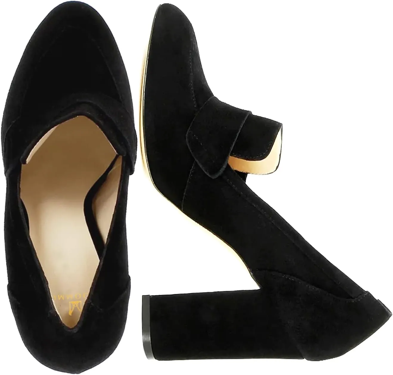 MOOMMO Women's Chunky Block Heel Pumps Round Closed Toe Slip On Oxford Loafers Shoes High Heels Snake Skin Work Pump Suede Loafer for Office Ladies Classic Formal Business Professional 4-13 M US