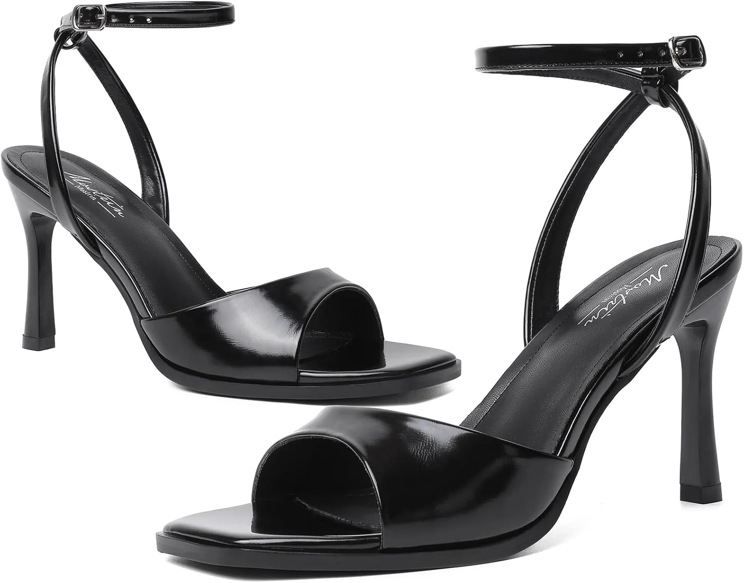 Mostrin Heels for Women Square Open Toe Heeled Sandals Ankle Strap Sexy Peep Toe High Heels for Party, Prom, Wedding Dressy Pumps Shoes