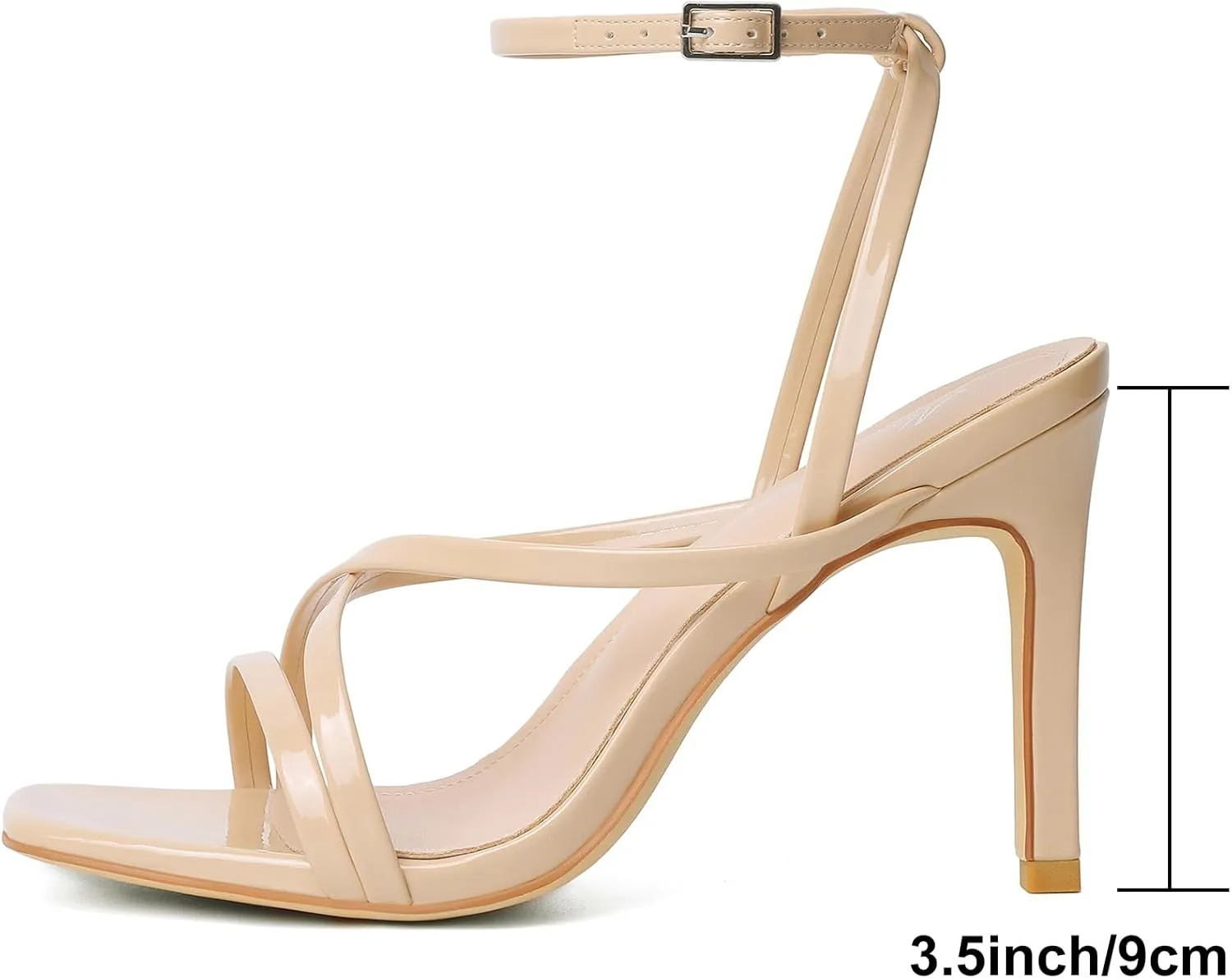 Mostrin Strappy Heels for Women Square Open Toe Lace Up Heeled Sandals Ankle Strap Sexy Stiletto High Heels for Party, Prom, Dating, Wedding