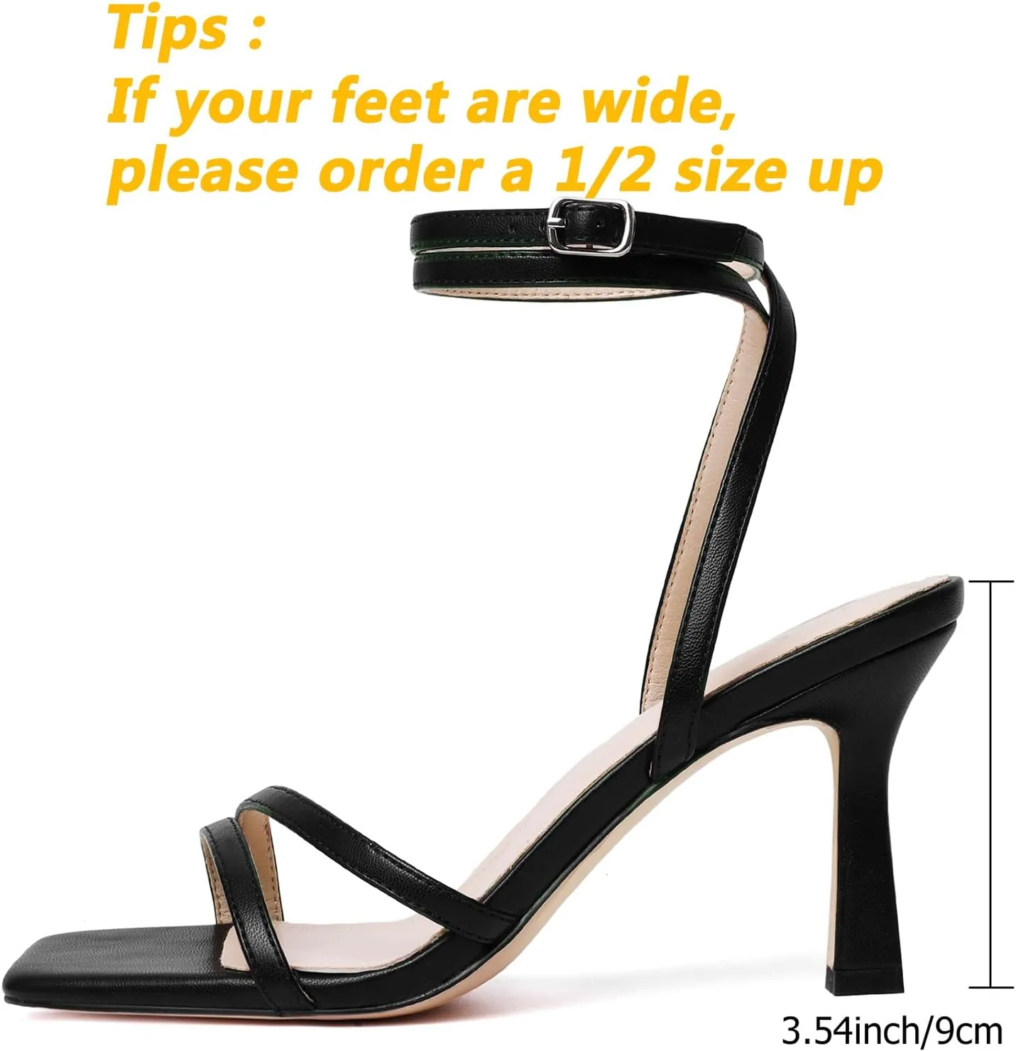 Mostrin Womens Sandals Strappy Heels for Women Ankle Strap Lace Up Heels Square Open Toe Heels Tie Up Stiletto High Heeled Sandals for Prom, Party, Daily Wear