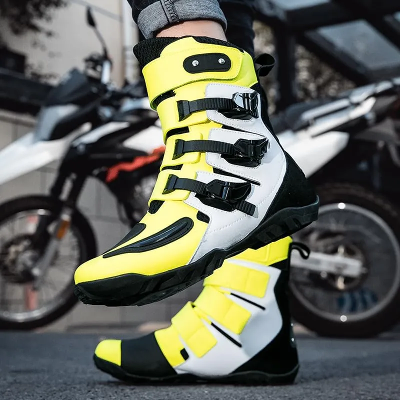 Motorcycle Riding Boots – Durable Leather Boots for Men & Women, Anti-Slip Sole, Racing & Sports Protection