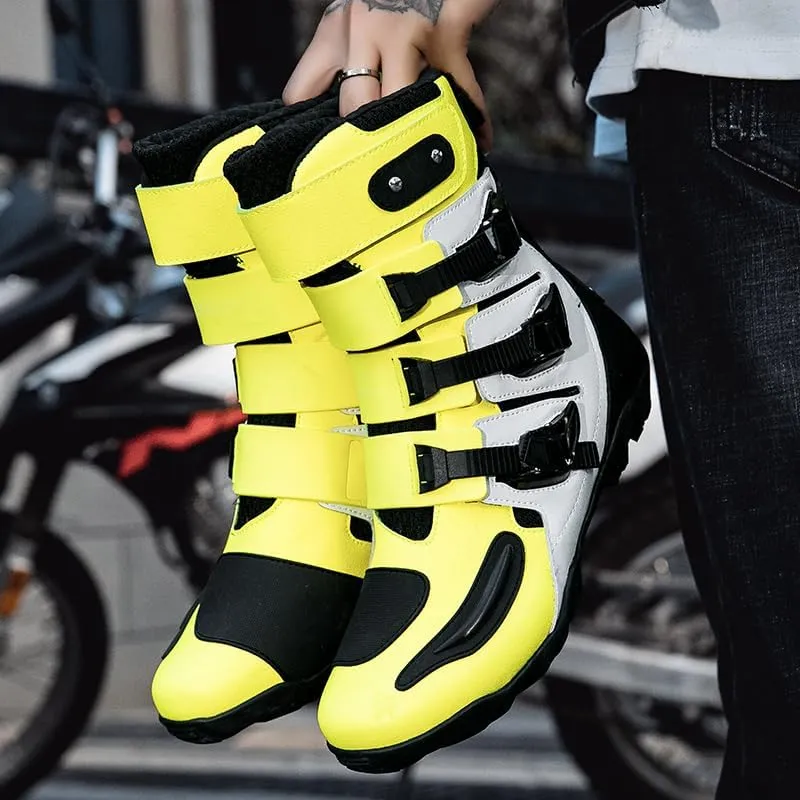 Motorcycle Riding Boots – Durable Leather Boots for Men & Women, Anti-Slip Sole, Racing & Sports Protection
