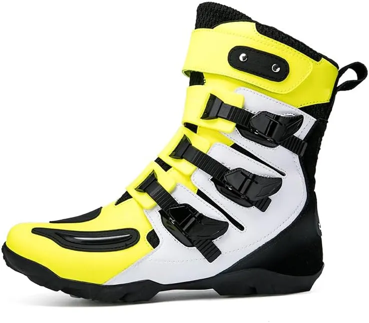Motorcycle Riding Boots – Durable Leather Boots for Men & Women, Anti-Slip Sole, Racing & Sports Protection
