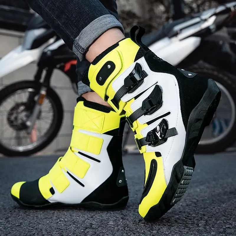 Motorcycle Riding Boots – Durable Leather Boots for Men & Women, Anti-Slip Sole, Racing & Sports Protection
