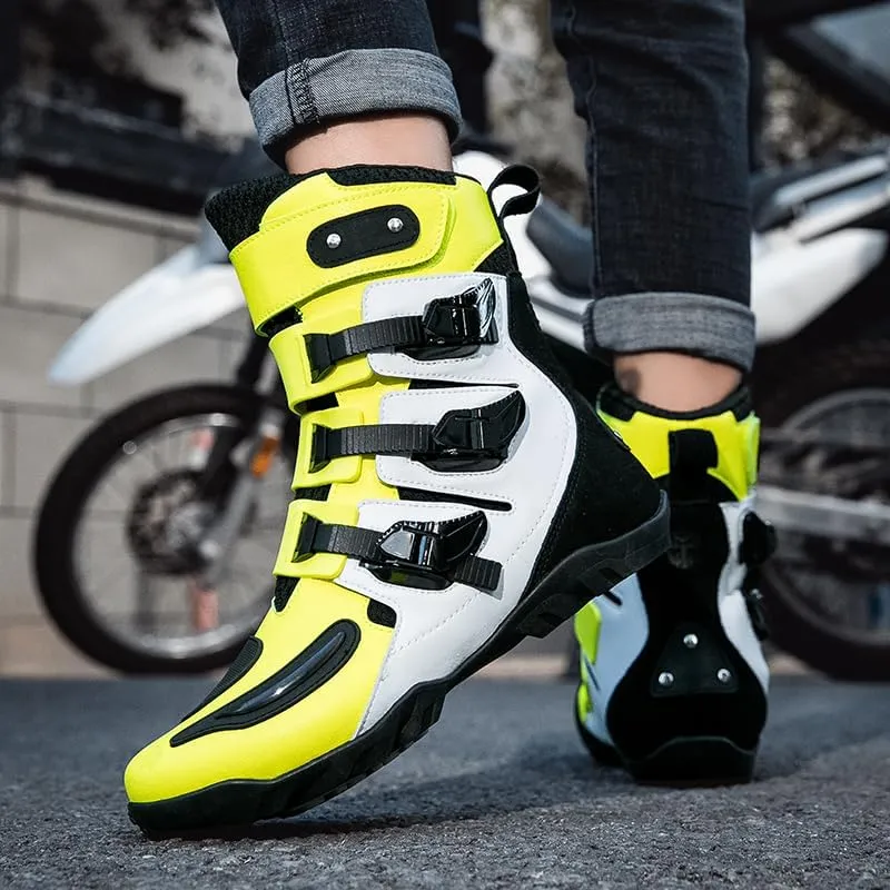 Motorcycle Riding Boots – Durable Leather Boots for Men & Women, Anti-Slip Sole, Racing & Sports Protection