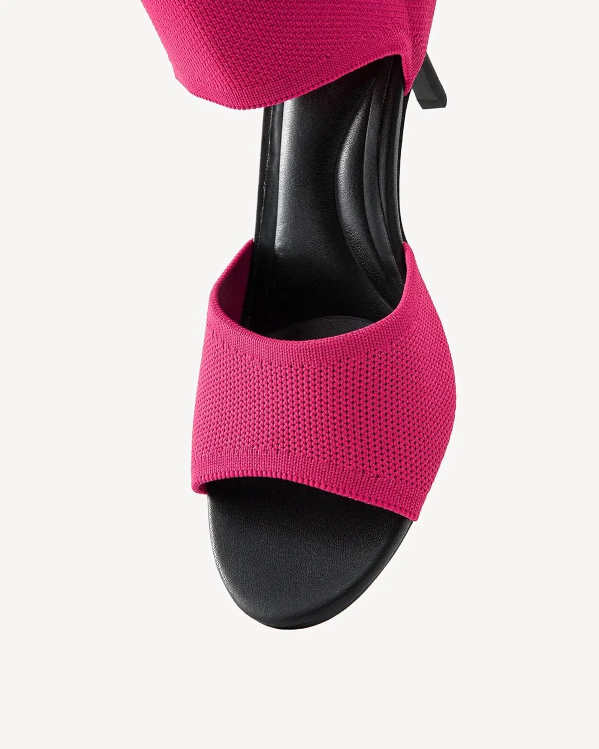 Mousse Fit Women Retro Peep Toe Elegant Stiletto Low Heeled Sandals Breathable Mesh Knit Elastic Design Upper Comfortable Shoes