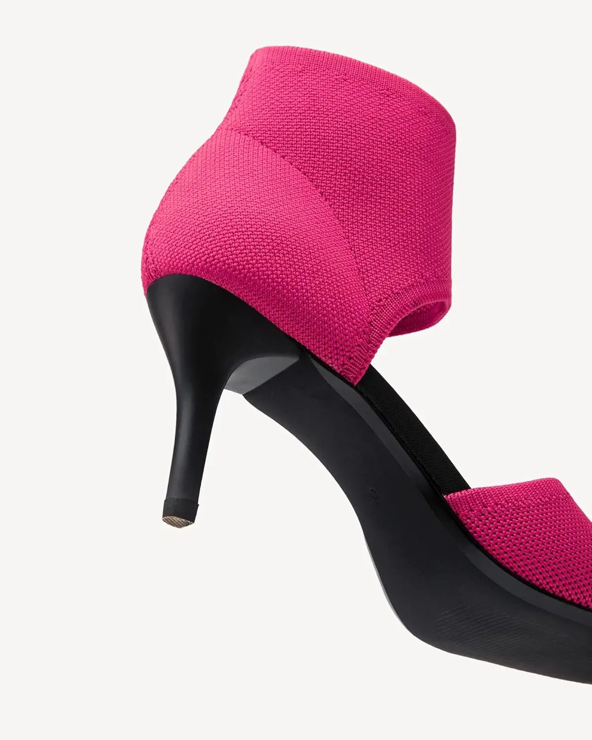 Mousse Fit Women Retro Peep Toe Elegant Stiletto Low Heeled Sandals Breathable Mesh Knit Elastic Design Upper Comfortable Shoes
