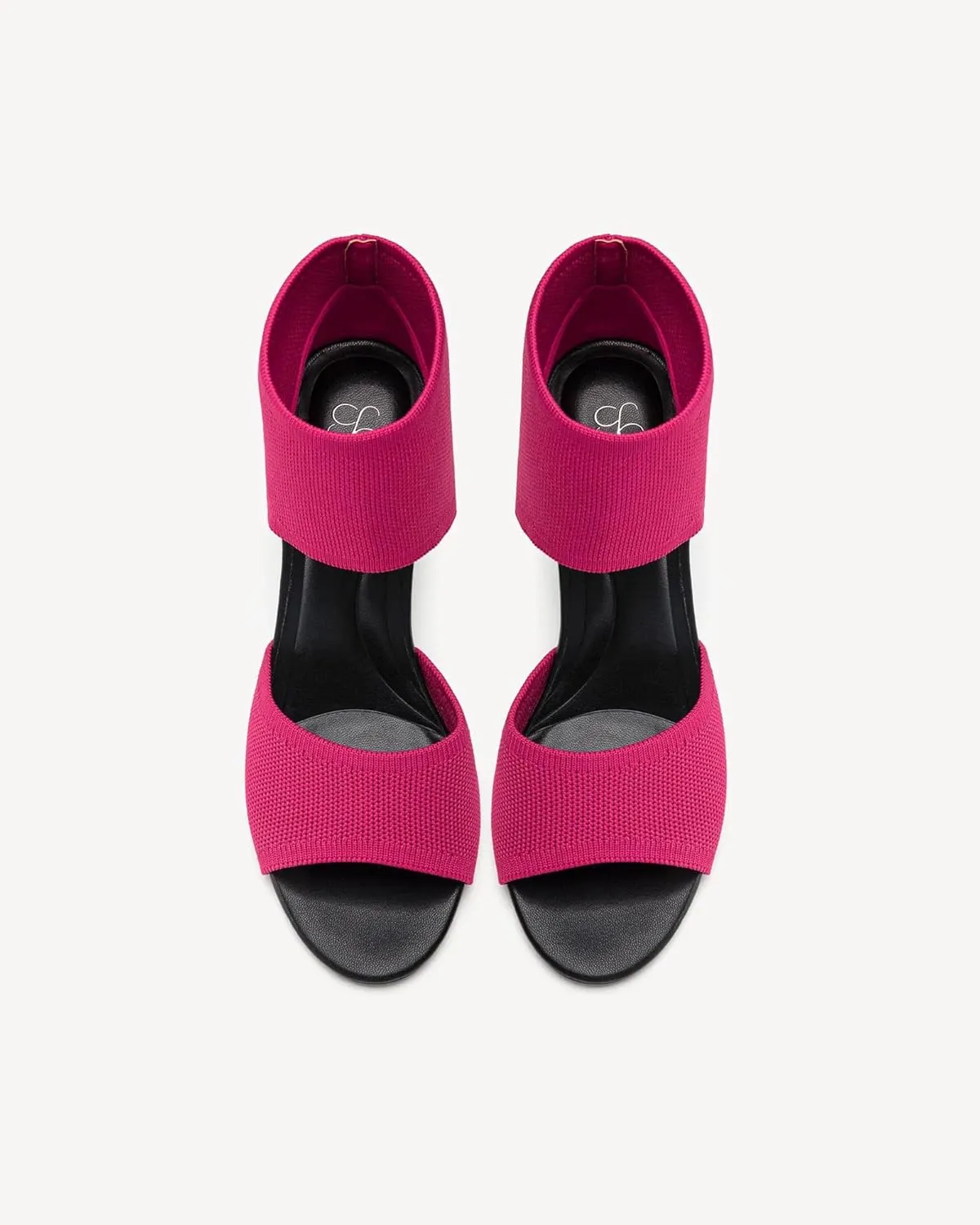 Mousse Fit Women Retro Peep Toe Elegant Stiletto Low Heeled Sandals Breathable Mesh Knit Elastic Design Upper Comfortable Shoes