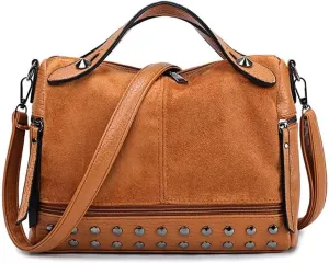 Mudono Shoulder Bag for Women Vintage PU Leather Tote Bag Casual Hobo Crossbody Purse Designer Ladies Top Handle Satchel