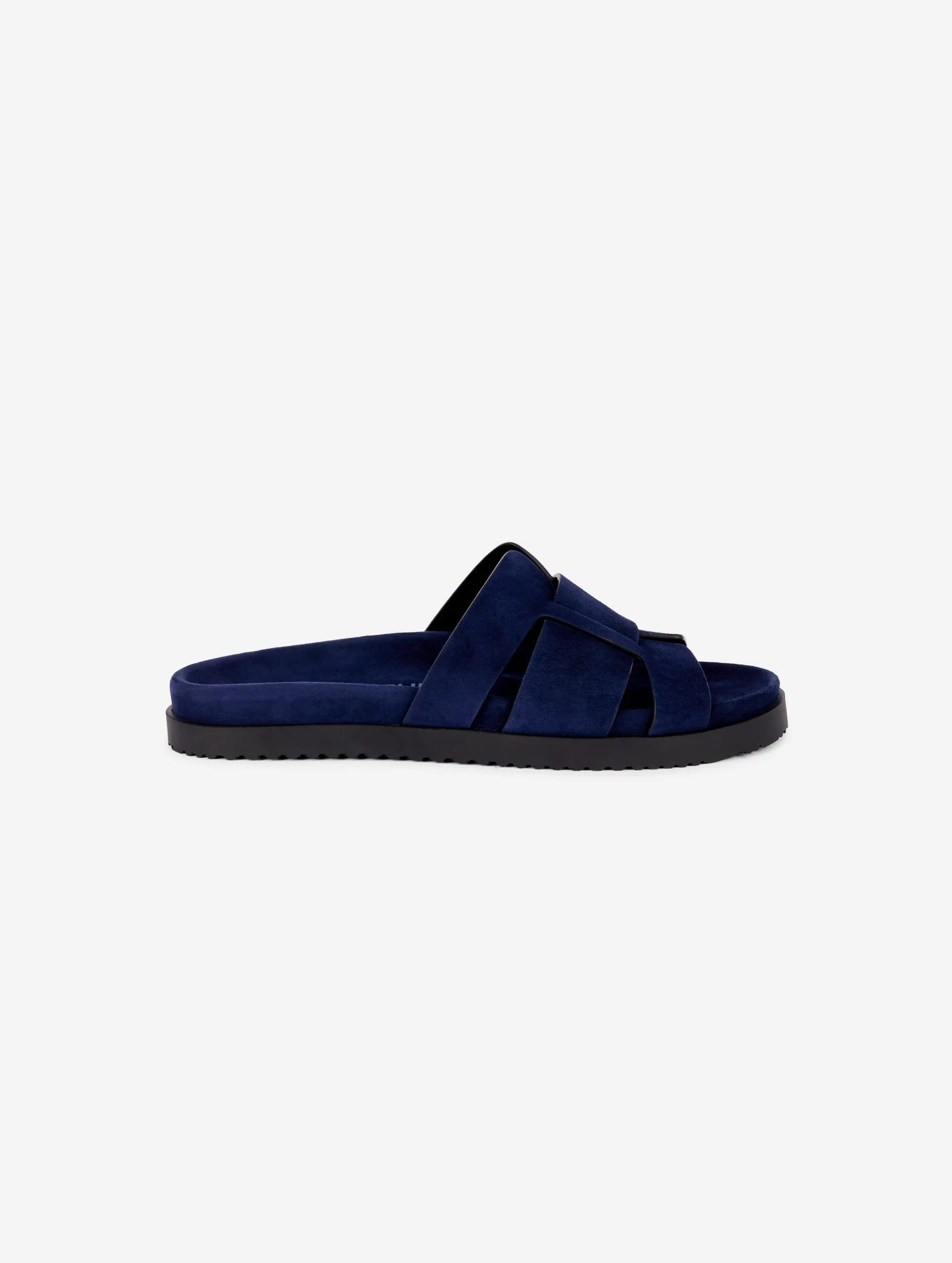 mules anatomiques en daim marine