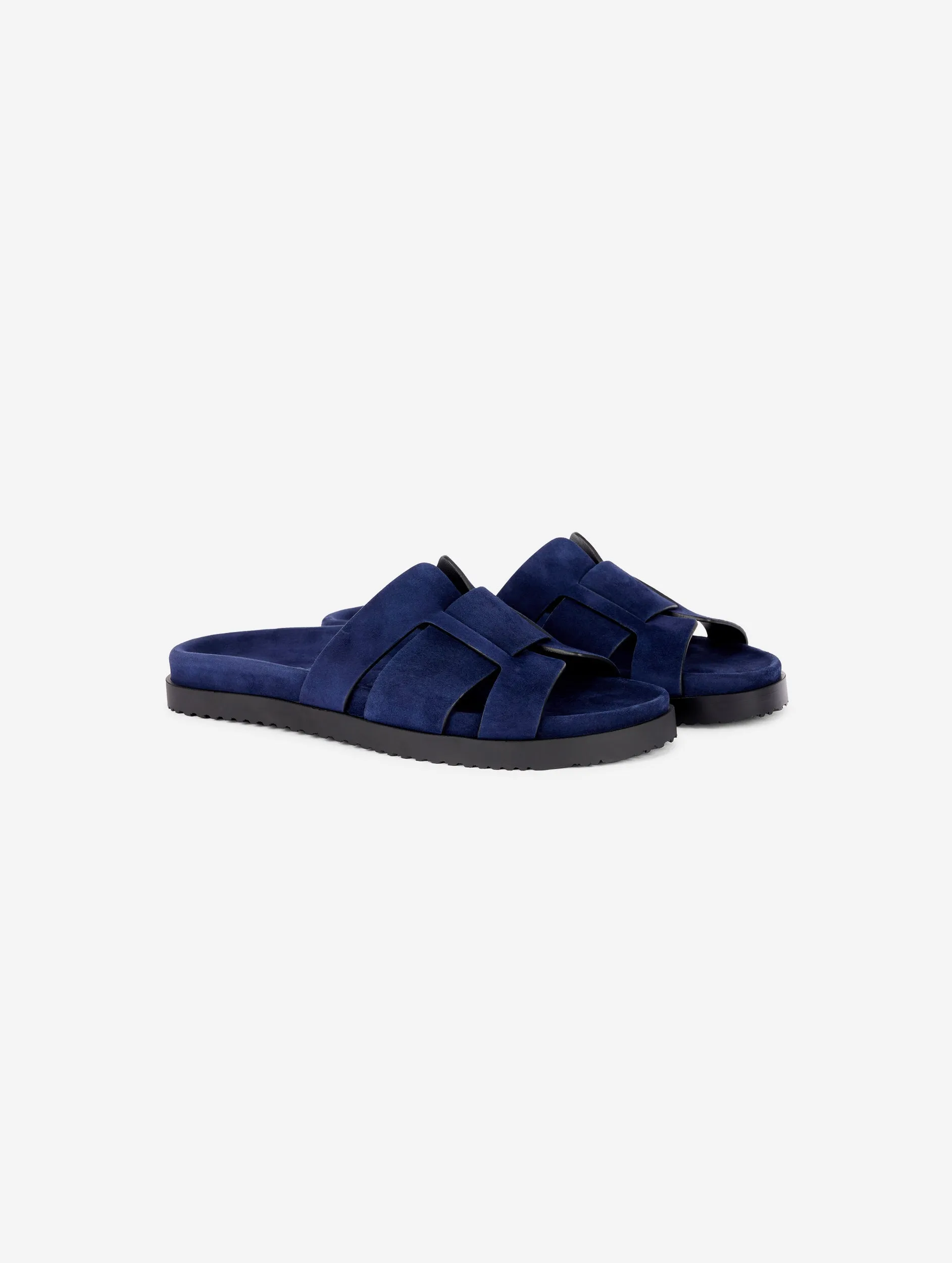 mules anatomiques en daim marine