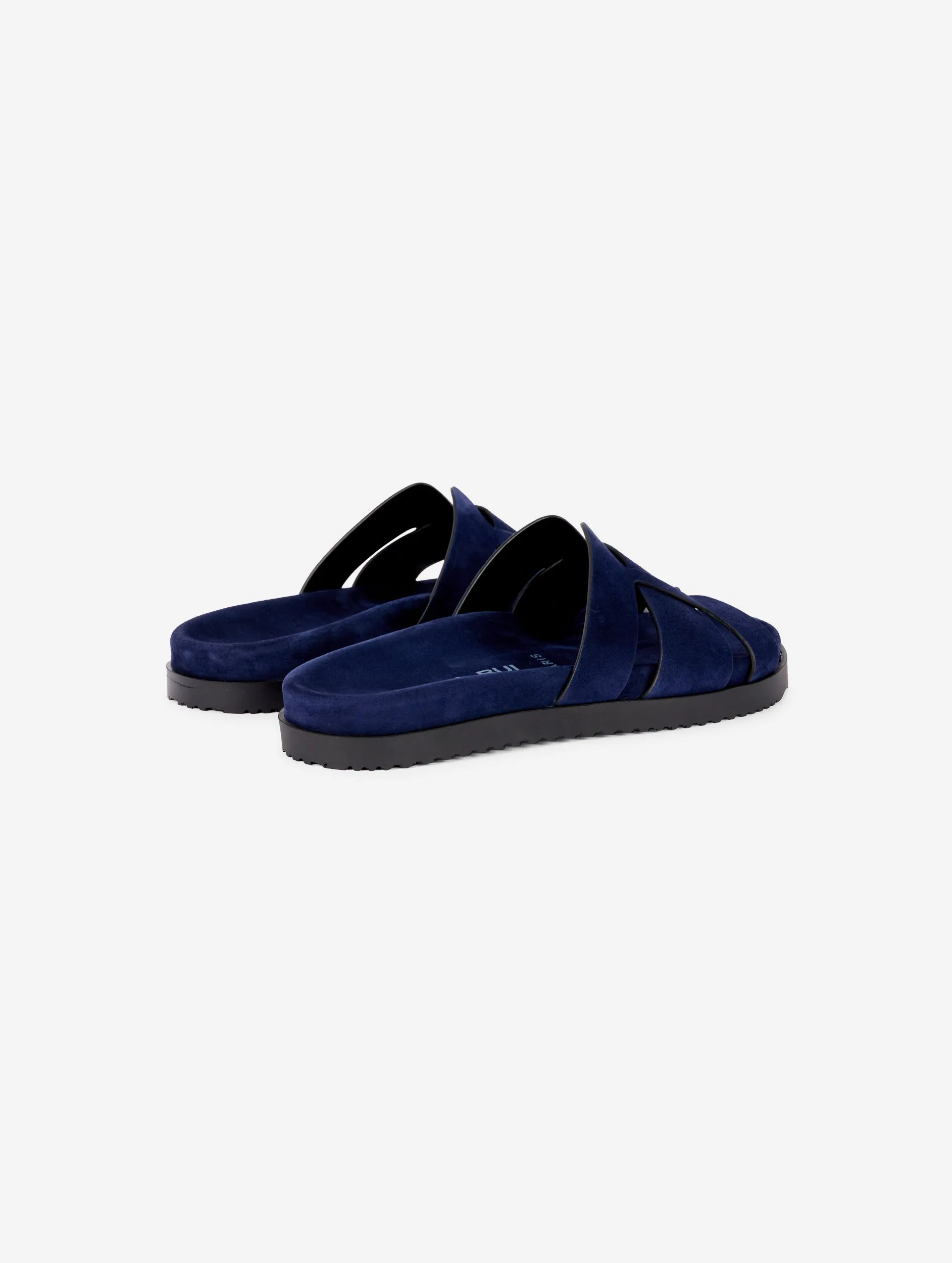 mules anatomiques en daim marine