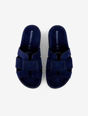 mules anatomiques en daim marine