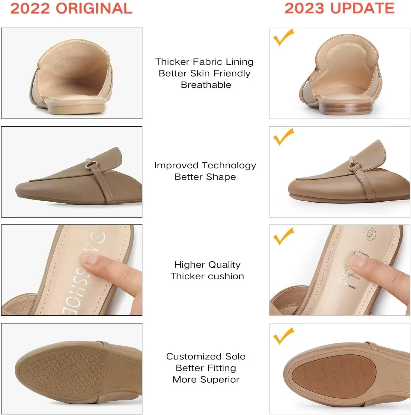 MUSSHOE Mules for Woman Buckle Flats Comfortable Slip on Women Mules Flats Shoes Backless Loafers