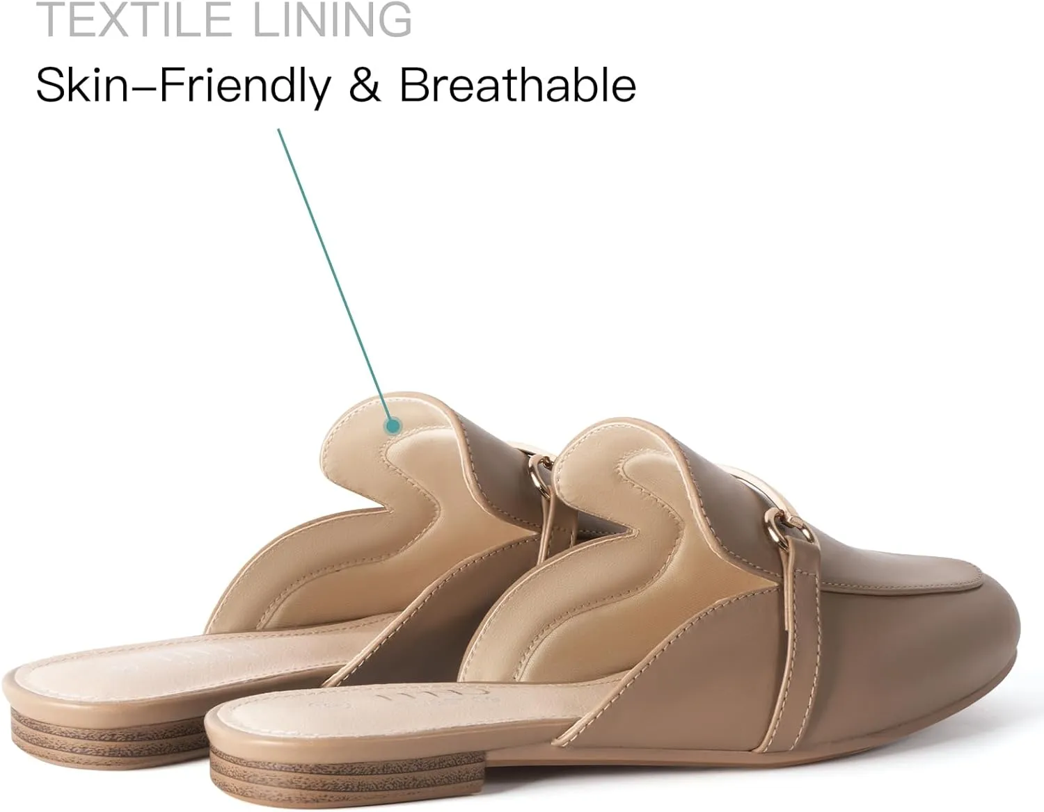 MUSSHOE Mules for Woman Buckle Flats Comfortable Slip on Women Mules Flats Shoes Backless Loafers