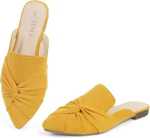 MUSSHOE Mules for Women Flats Comfortable Women Mules Backless Loafers with Knot
