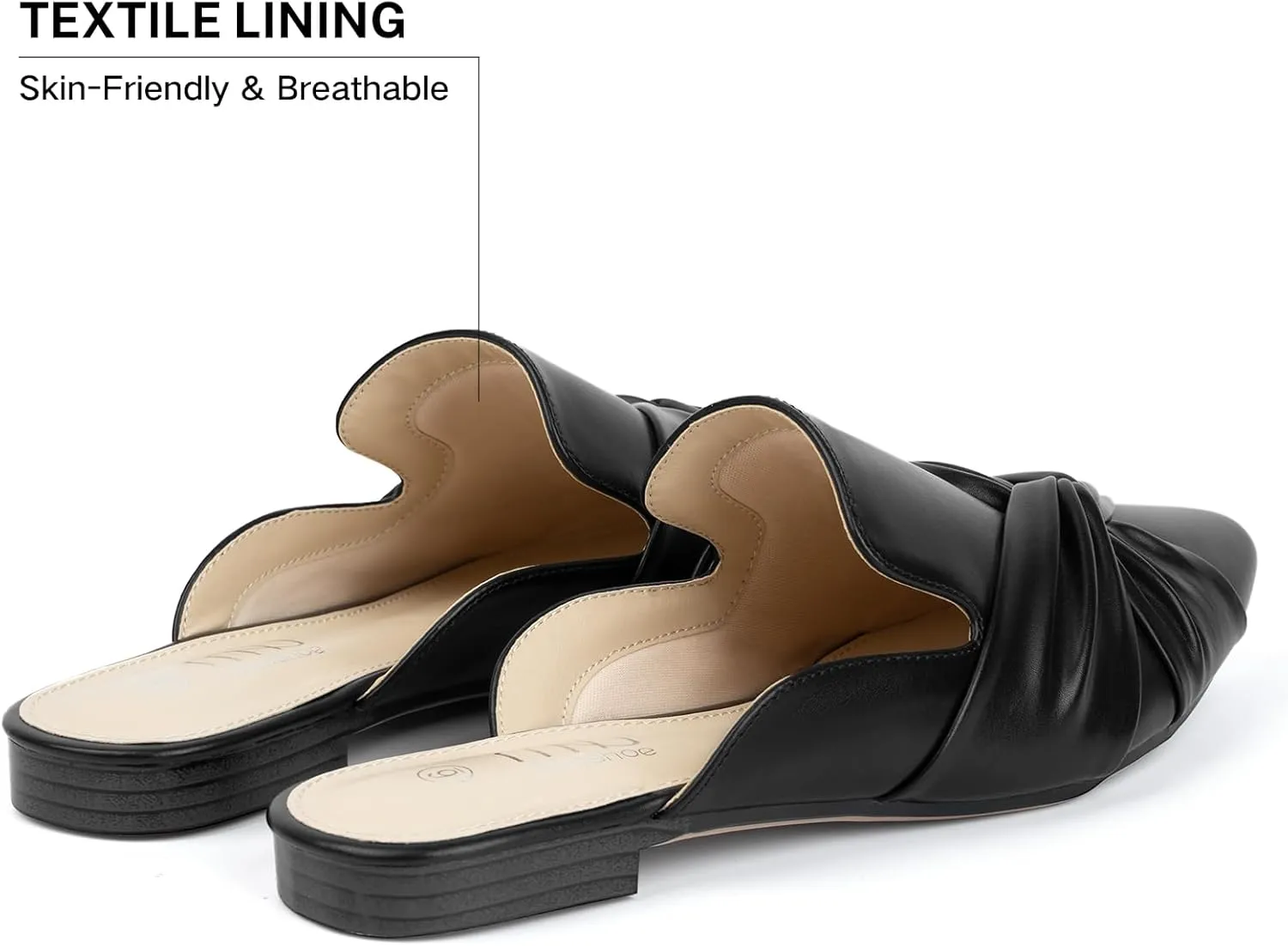 MUSSHOE Mules for Women Flats Comfortable Women Mules Backless Loafers with Knot