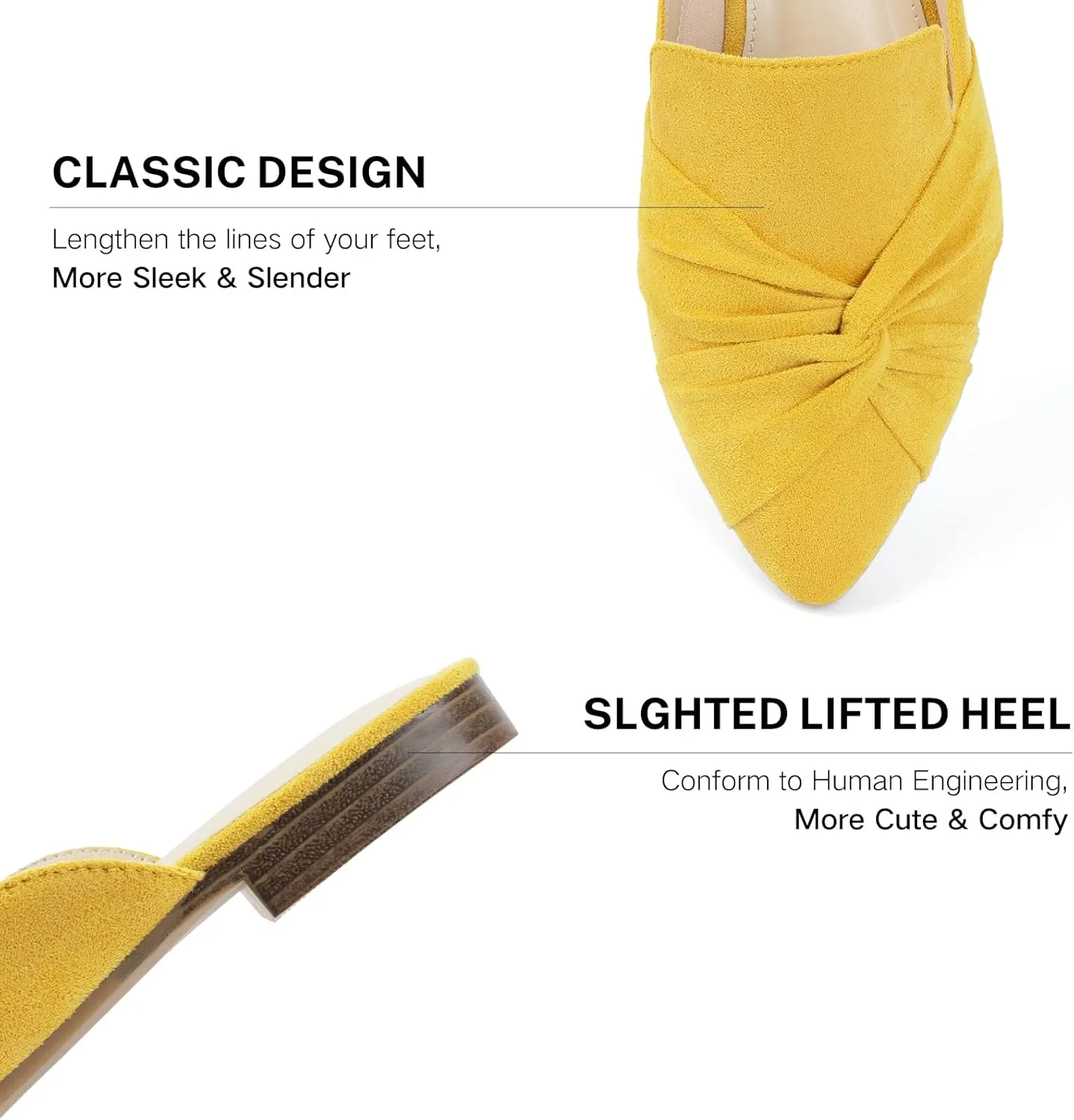 MUSSHOE Mules for Women Flats Comfortable Women Mules Backless Loafers with Knot