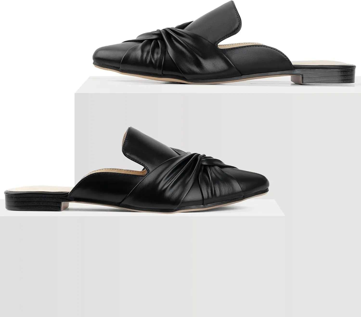 MUSSHOE Mules for Women Flats Comfortable Women Mules Backless Loafers with Knot