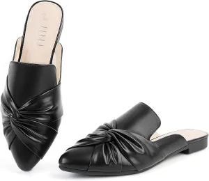 MUSSHOE Mules for Women Flats Comfortable Women Mules Backless Loafers with Knot