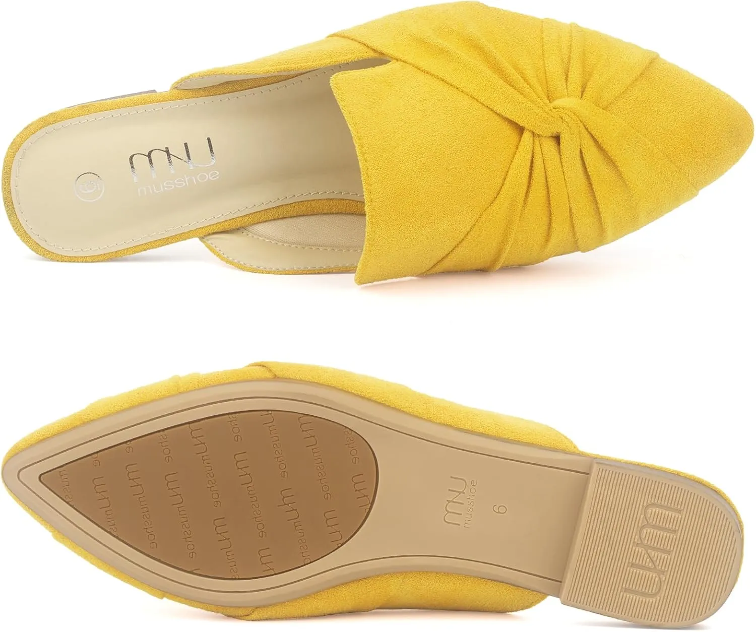 MUSSHOE Mules for Women Flats Comfortable Women Mules Backless Loafers with Knot