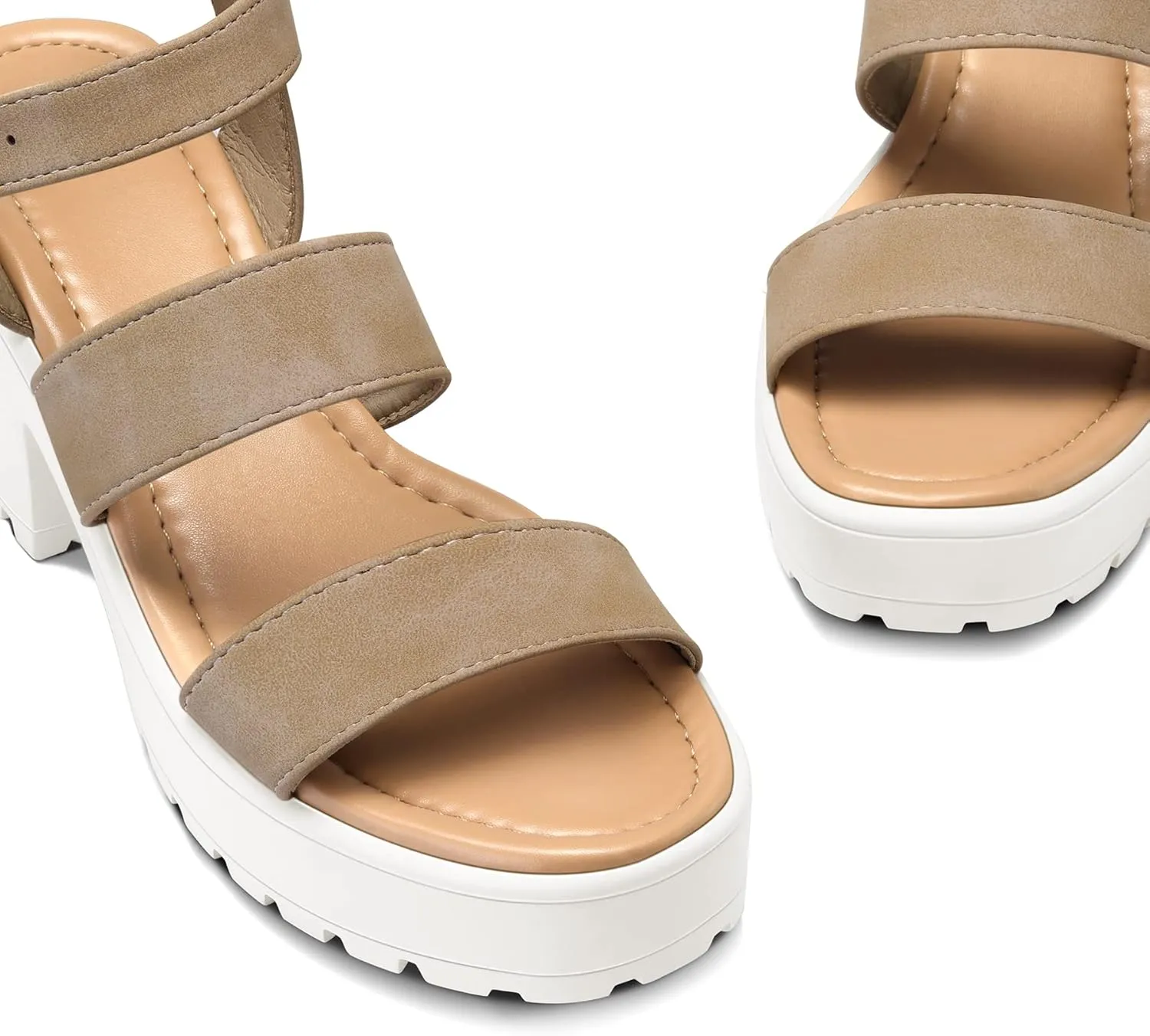 mysoft Women's Platform Sandals Ankle Strap Open Toe Lug Sole 3 Inch Chunky Block Heeled Sandals
