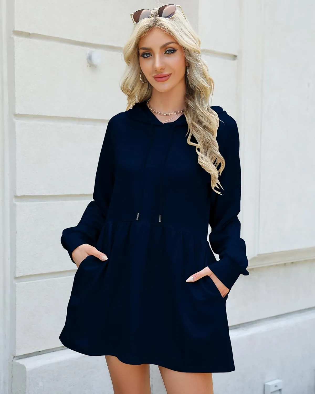 NANYUAYA Women Hoodie Sweatshirt Long Sleeve Pullover Fall Trendy Hooded Sport Dress with Pockets