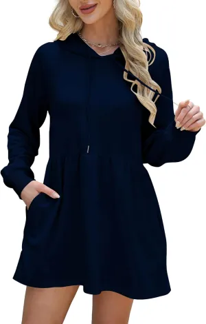 NANYUAYA Women Hoodie Sweatshirt Long Sleeve Pullover Fall Trendy Hooded Sport Dress with Pockets