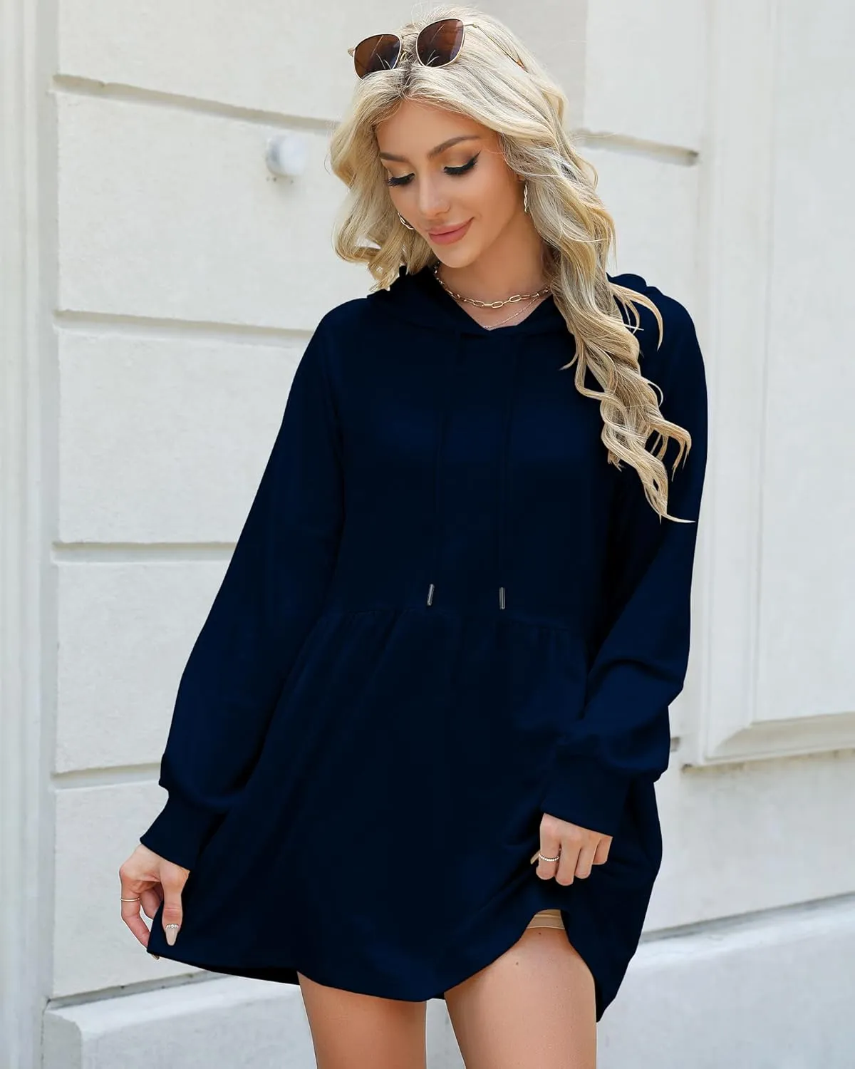 NANYUAYA Women Hoodie Sweatshirt Long Sleeve Pullover Fall Trendy Hooded Sport Dress with Pockets