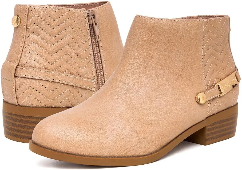 Nautica Kids Girls Ankle Bootie With Side Buckle and Zipper, Dress Boot -For Youth & Toddler (Toddler/Little/Big Kids)