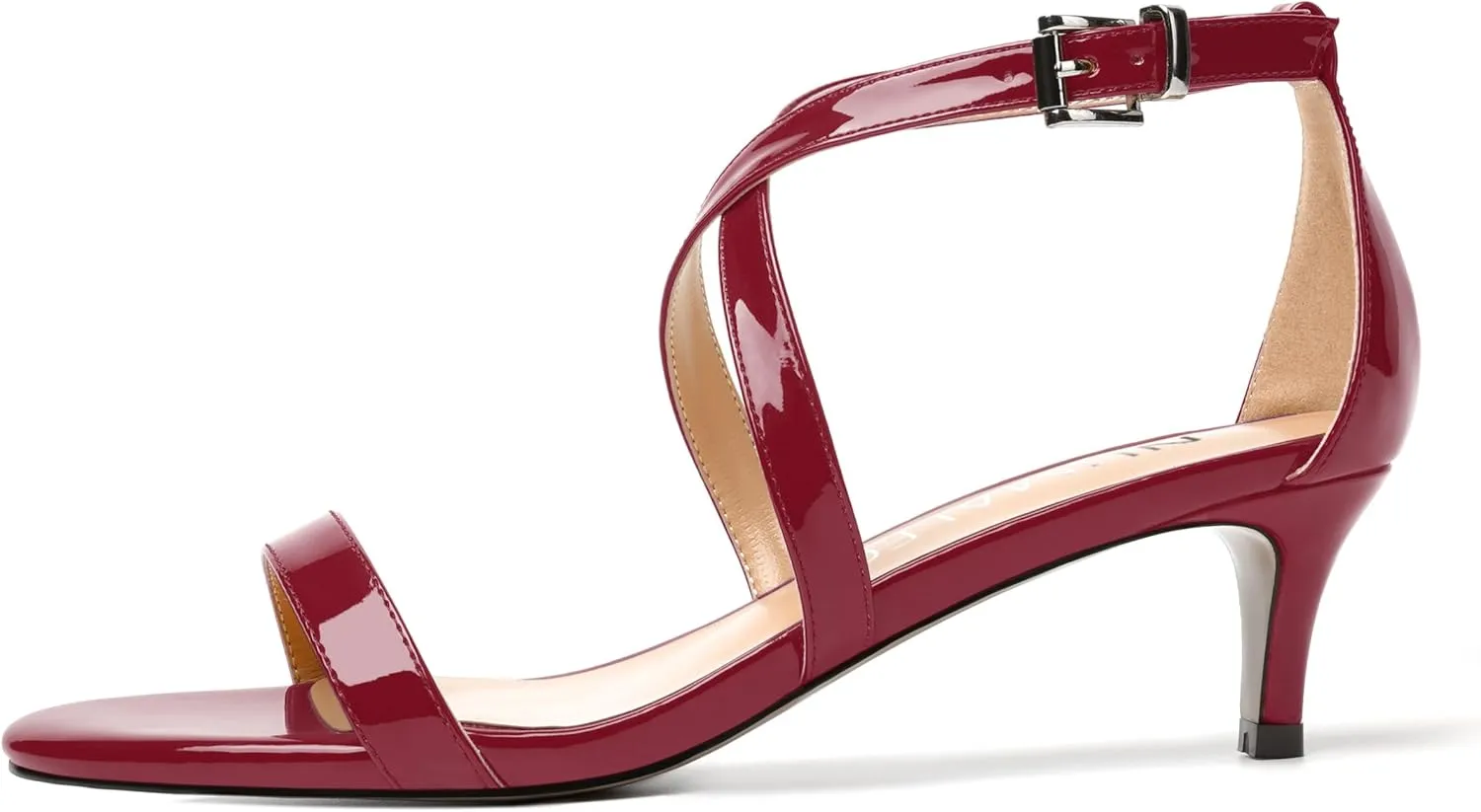 NUMALEO Womens Buckle Ankle Strap Fashion Stylish Patent Open Toe Wedding Kitten Low Heel Heeled Sandals 2 Inch