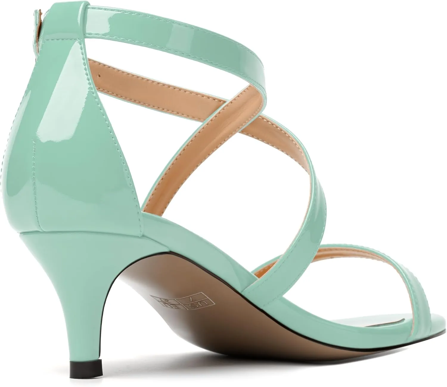 NUMALEO Womens Buckle Ankle Strap Fashion Stylish Patent Open Toe Wedding Kitten Low Heel Heeled Sandals 2 Inch