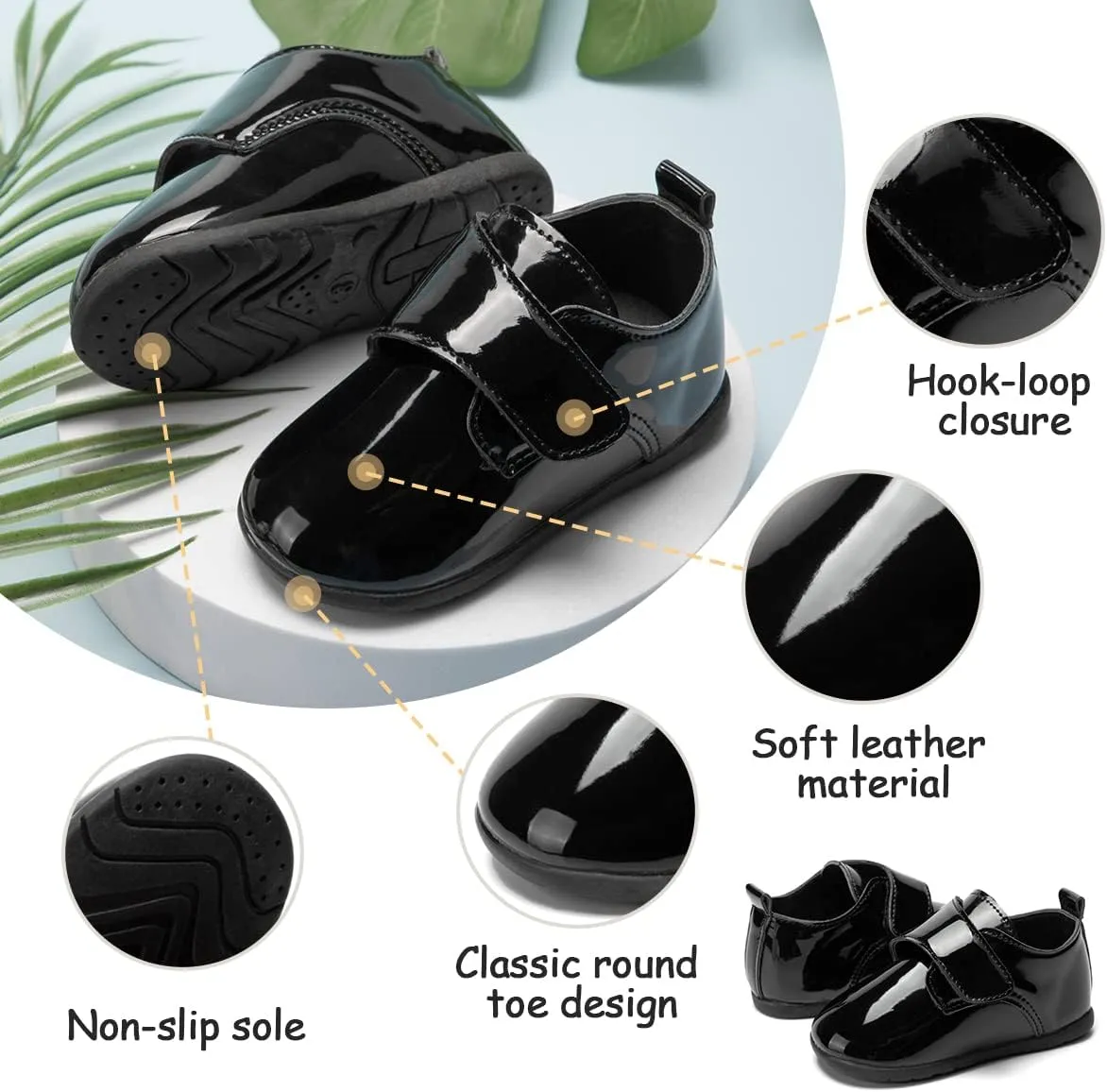 ohsofy Infant Baby Boy Oxford Shoes PU Leather Loafers Rubber and Soft Sole Wedding Dress Shoes Toddler Girl Baby Walking Shoes