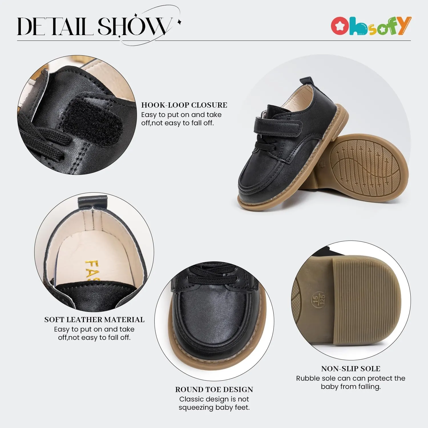 ohsofy Infant Baby Boy Oxford Shoes PU Leather Loafers Rubber and Soft Sole Wedding Dress Shoes Toddler Girl Baby Walking Shoes