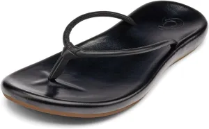 OLUKAI Huawai Women's Sandals, Full-Grain Leather Flip-Flop Slides, Stylish Design, Wet Grip Rubber & All-Day Comfort