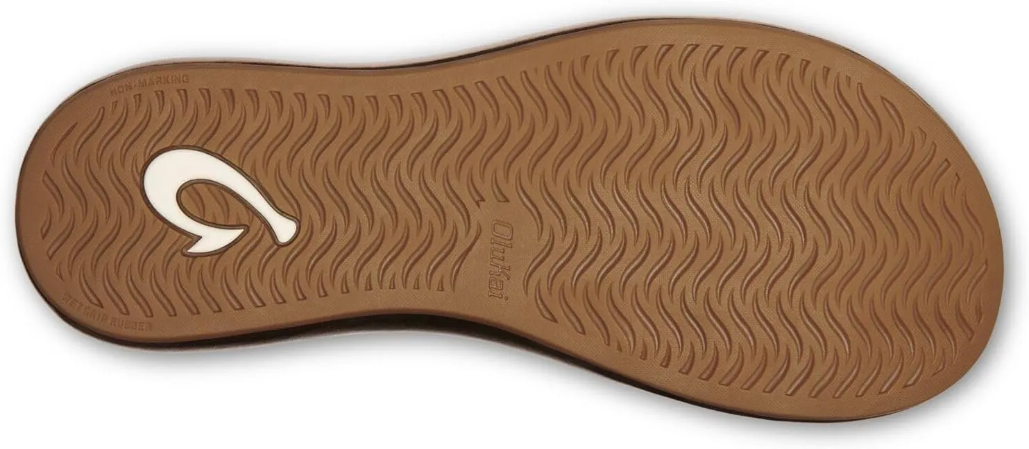 OLUKAI Huawai Women's Sandals, Full-Grain Leather Flip-Flop Slides, Stylish Design, Wet Grip Rubber & All-Day Comfort