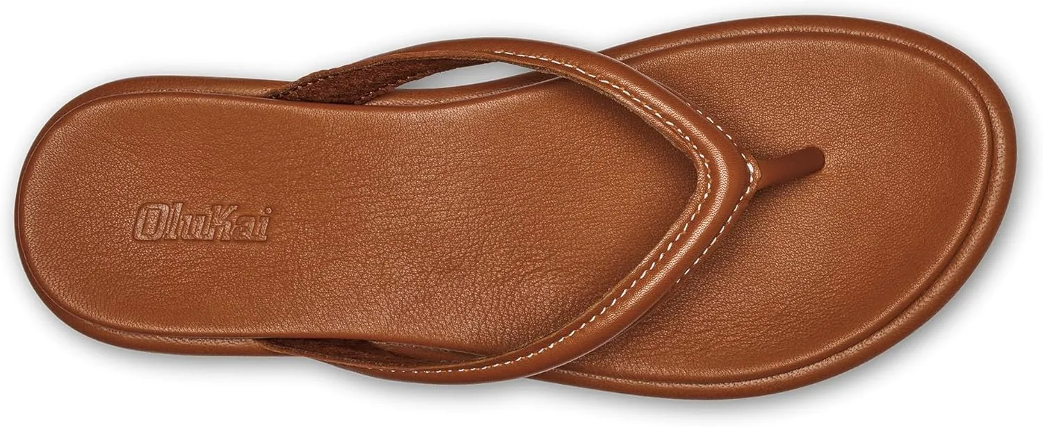 OLUKAI Tiare Women's Beach Sandals, Premium Leather & Stylish Design, All-Day Comfort & Support